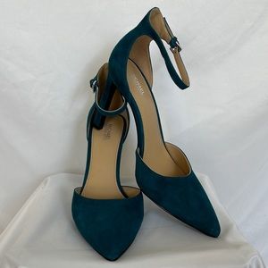 MICHAEL Michael Kors Ankle Strap Pump in Teal Suede Size 8.5